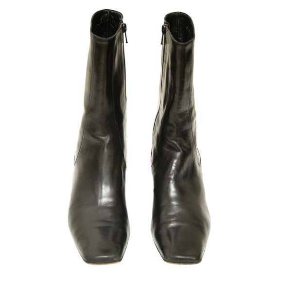 COLE HAAN Black Boots Leather Boot Mid Calf Zipper Square Toe Sz 9B - Picture 5 of 12